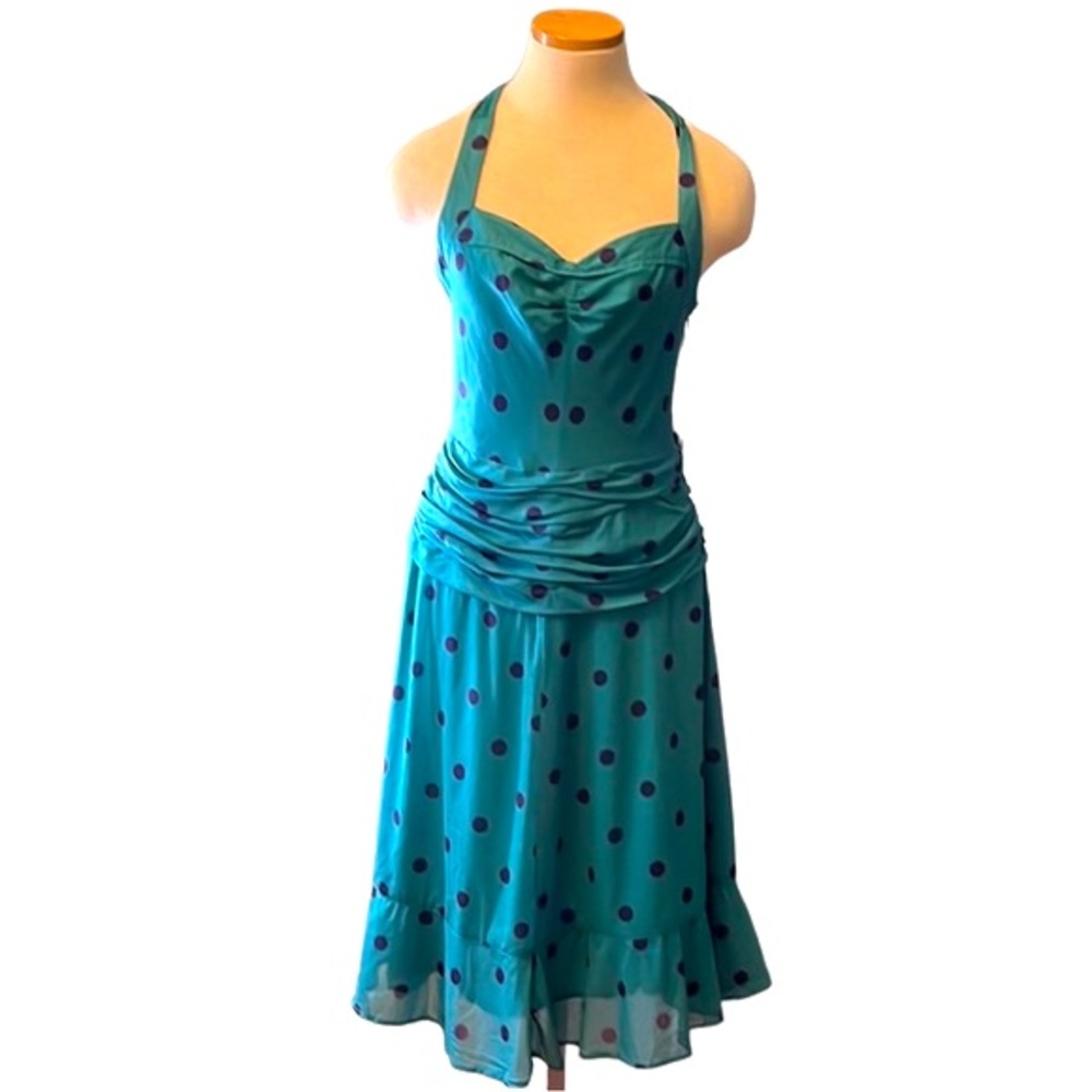 Marc by Marc Jacobs Polka Dot Halter Dress, Teal, size 6